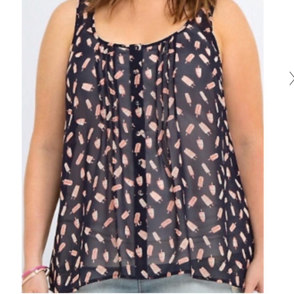 Torrid Navy Popsicle Chiffon Tulip Back Tank Top